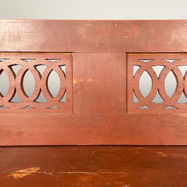 Art Deco Italian Bench in Red Wood, 1930s For Sale - Image 10 of 18