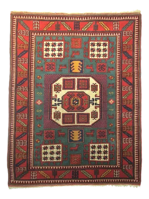 Kazak Geometric Karachopf Rug with Stylized Animals, 1930s-1950s