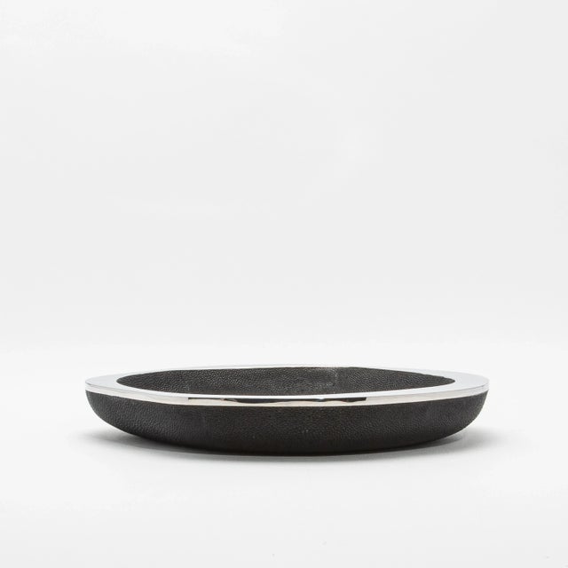 2020s Bowl in Black Shagreen With Stainless Steel Details by R&y Augousti For Sale - Image 5 of 12