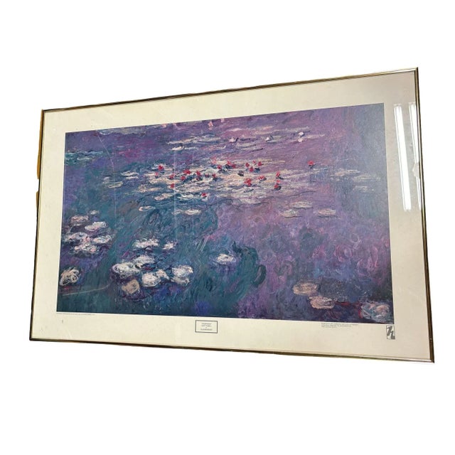 Claude Monet 1979 Lithograph Poster "Nympheas" Left Panel Measuring 23”x36” in original black and gold wood frame from the...