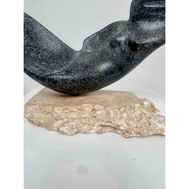 1980s Modernist Reclining Stone Figure Sculpture on Marble Base Signed Ramosa For Sale In West Palm - Image 6 of 10
