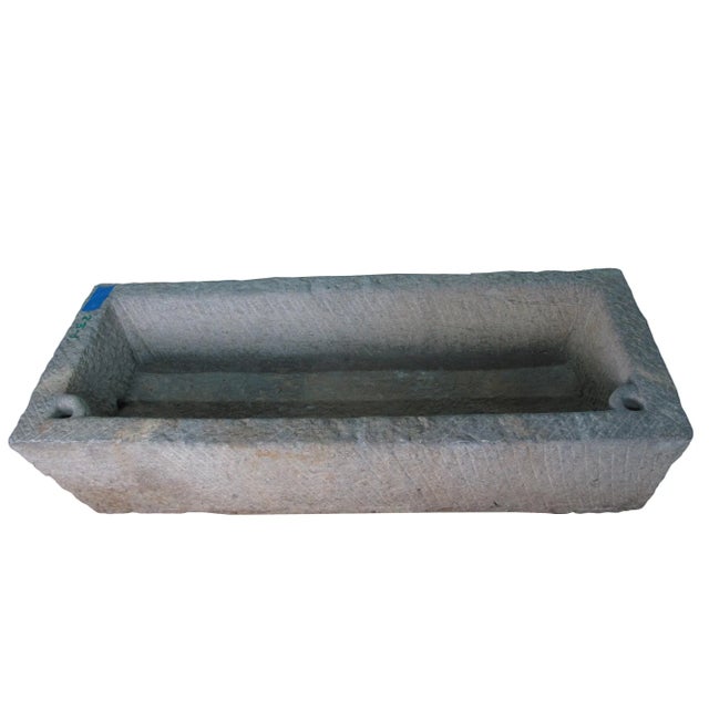Antique Long Hand Chiseled Stone Trough For Sale In Greensboro - Image 6 of 6