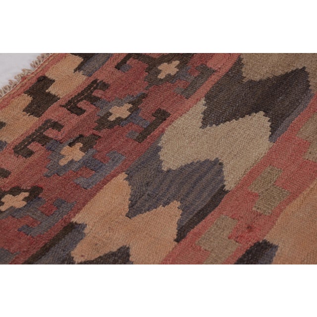 1950s Vintage Persian Kilim Runner, Tribal Rug With Playful Chevrons - Rug & Kilim For Sale - Image 5 of 8