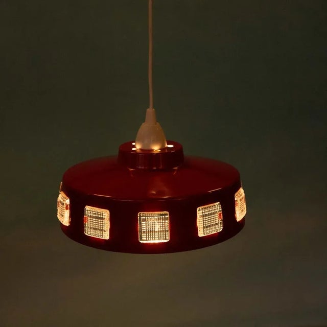 Space Age Danish Pendant with Glass from Lyskær Belysning, 1960s For Sale - Image 10 of 13