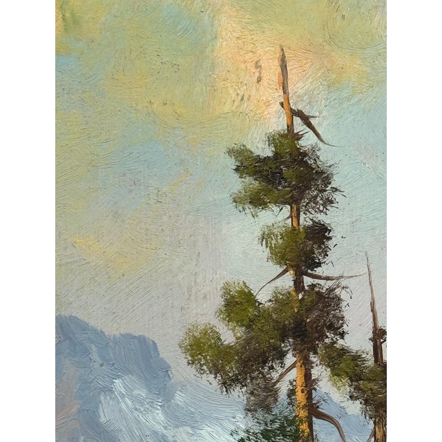 Framed Oil Painting of Mountain Landscape, Vintage For Sale - Image 11 of 12
