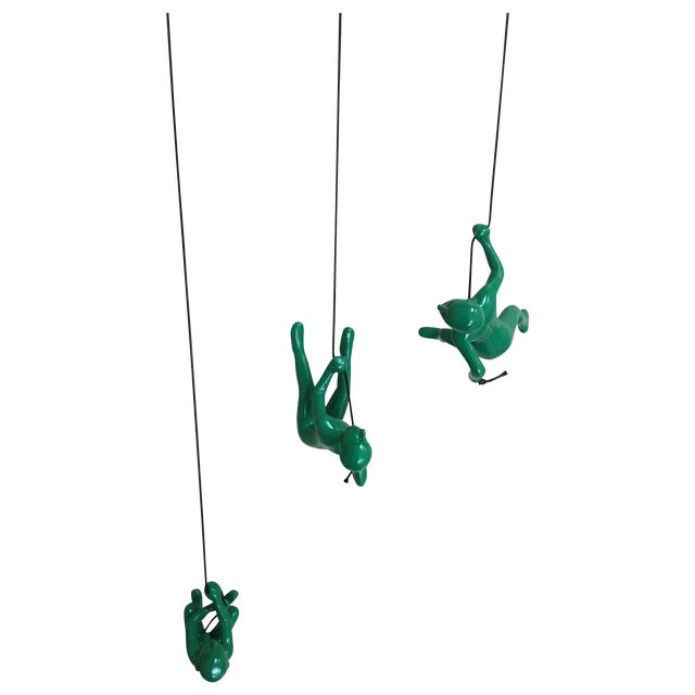 Green Climbing Men Wall Art - Set of 3 For Sale