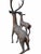 Impressive cast bronze stag and doe garden sculpture set with exceptional scale, beautifully modeled details, and a rich...