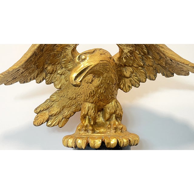 1980s Gilded Bald Eagle Sculpture Atop Matching Corbel For Sale - Image 10 of 18