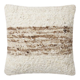 Amber Lewis x Loloi Marie Ivory / Camel 22'' x 22'' Cover with Poly Pillow For Sale