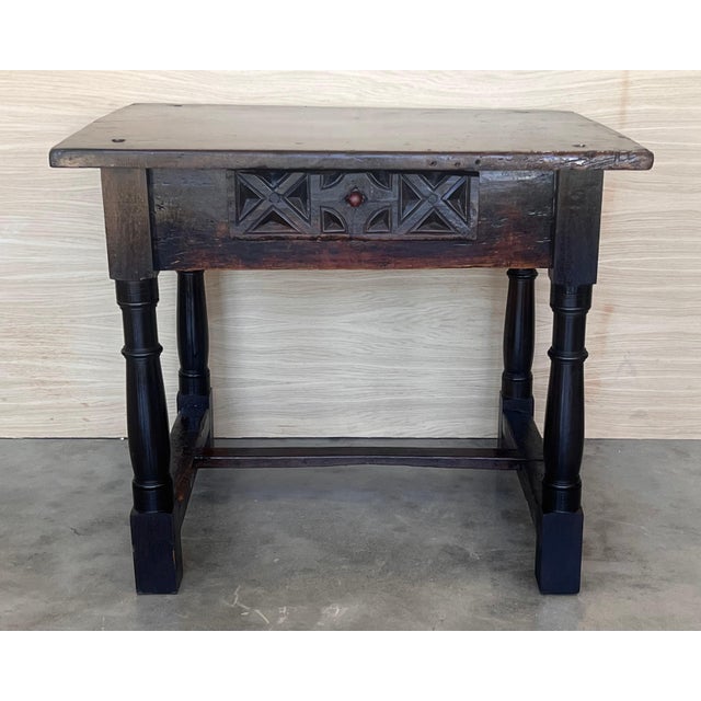 18th Spanish Console Table with Carved Drawers and Original Hardware For Sale - Image 16 of 18