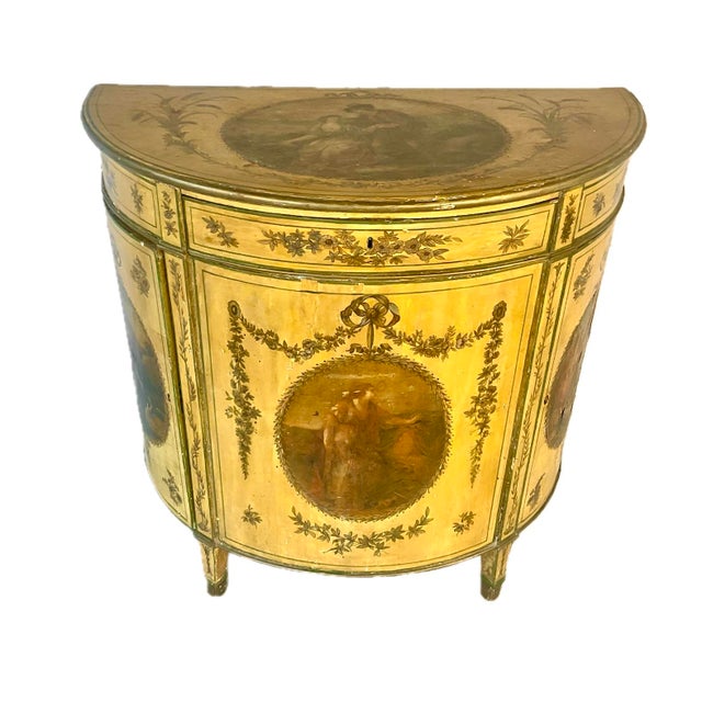 George III Painted Demilune Cabinet For Sale - Image 12 of 12