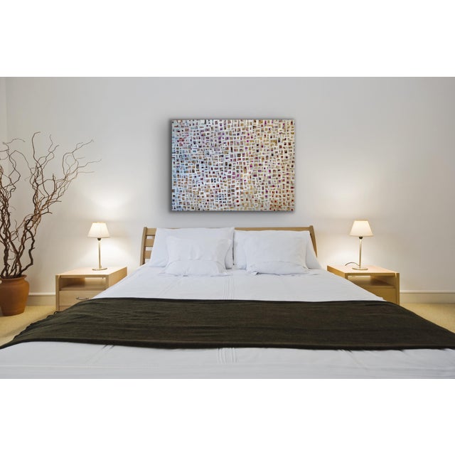 This original painting titled All Together Now is acrylic and gold leaf on canvas and can be hung in any direction