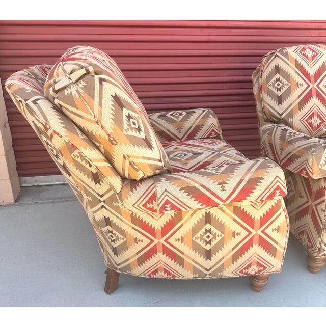 Pair of Century Furniture Southwest print club chairs. Perfect for a Ralph Lauren style home or cabin. These chairs would...