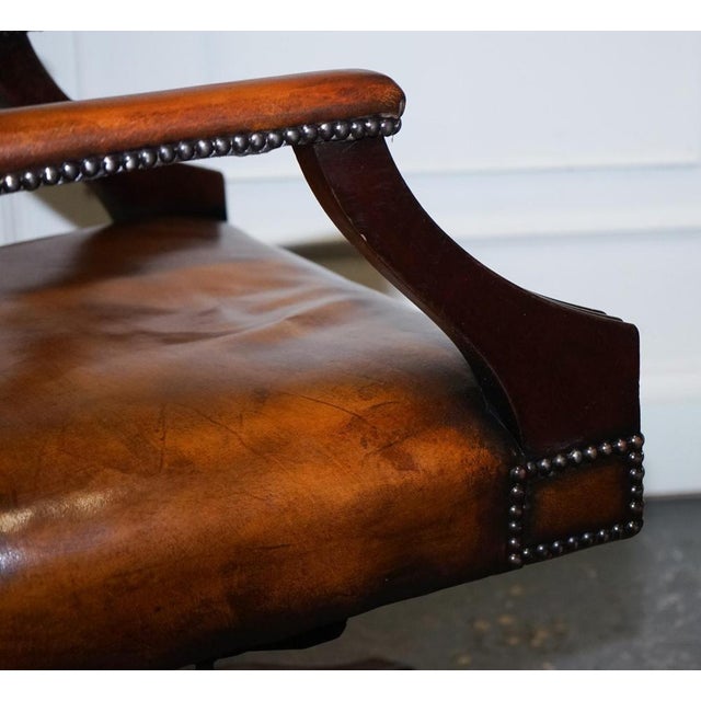 Chesterfield Director's Chair in Cigar Brown Leather For Sale - Image 11 of 14