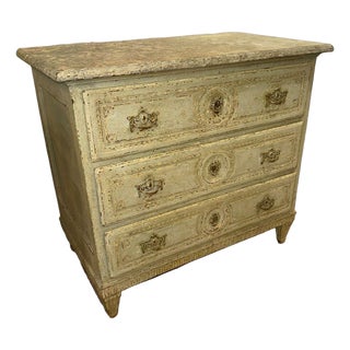 19th C. French Louis XVI Painted Commode For Sale