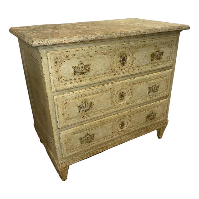 19th C. French Louis XVI Painted Commode For Sale