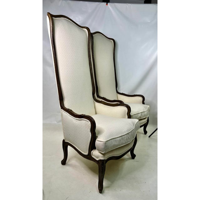 Vintage French Style High Back Throne Chairs - a Pair. The chairs are very well made and the cushions are down filled.
