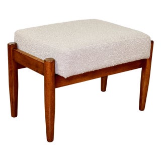 Stool with Beige Boucle Seat and Dark Legs by Edmund Homa, 1970s For Sale