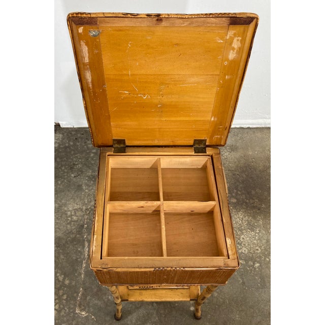 Antique Scorched Bamboo Sewing Table For Sale - Image 11 of 12