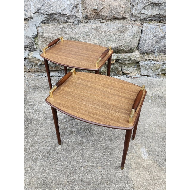 Mid Century Modern Wood & Formica Side Tables-A Pair For Sale In New York - Image 6 of 10