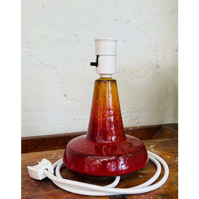 1960s Red Volcanic Glazed Table Lamp by Michael Andersen & Son for Søholm, 1960s For Sale - Image 5 of 9