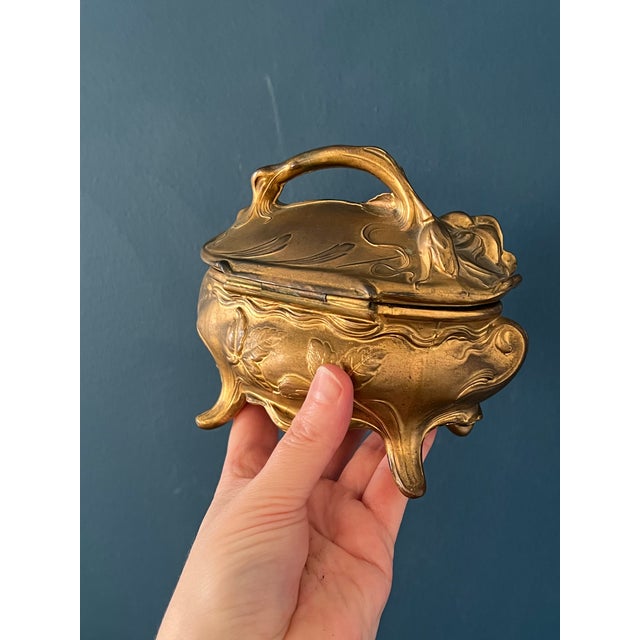 Antique Art Nouveau Brass Jewelry Casket For Sale - Image 12 of 18