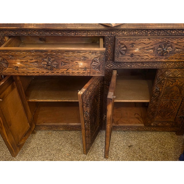 Brown Handmade Moroccan Berber‑Style Wooden Sideboard For Sale - Image 10 of 12