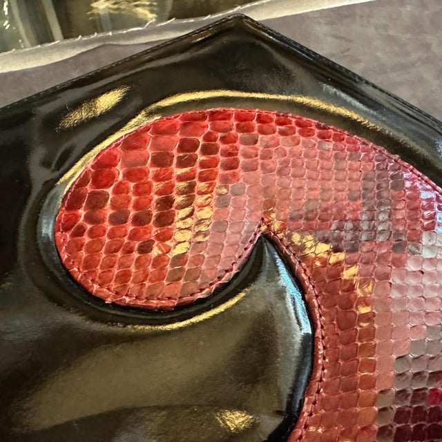 1990s High Quality Red and Black Italian Evening Bag by Luciano Padovan For Sale - Image 10 of 11