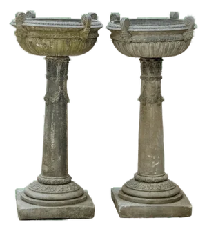 Pair of Large Mid 20th Century Cast Stone Urns