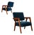 Brazilian Modern Armchairs in Imbuia Wood and Deep Petrol-Blue Mohair, Brazil, 1950s For Sale