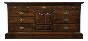 Ethan Allen Antiqued Pine Old Tavern Rustic Americana 72" Triple Door Dresser 12-5013
