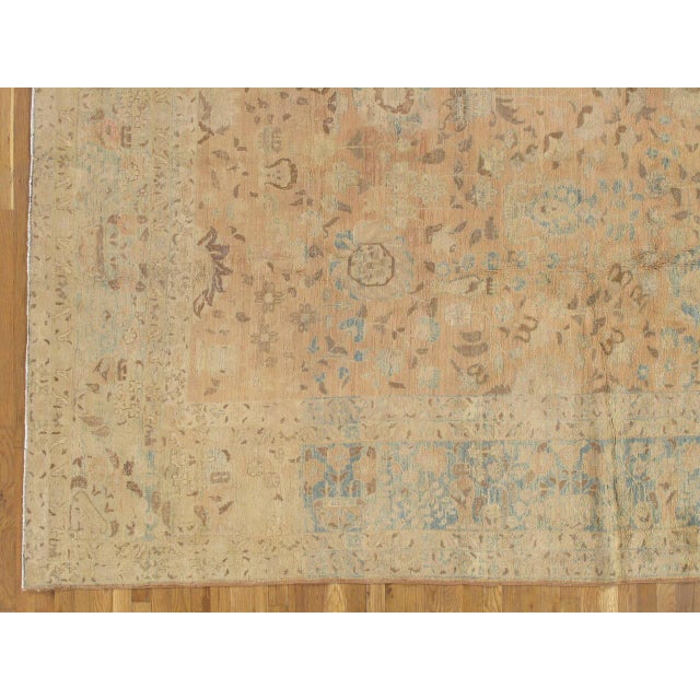 Antique Tabriz Carpet, Handmade Persian Rug in Floral Gold, Light Blue, Taupe For Sale - Image 9 of 18