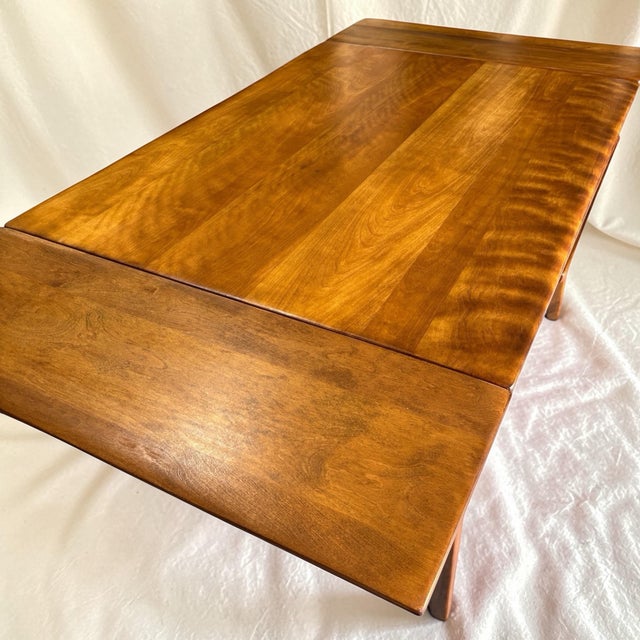 1950s Cushman Colonial Creations Draw Leaf Hard Rock Maple Dining Table For Sale - Image 9 of 12