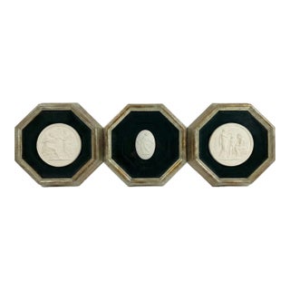 Mid 20th Century Neoclassical Plaster Relief Intaglio Triptych For Sale