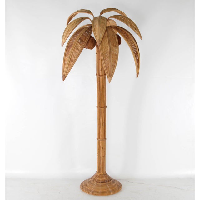 Palm Tree Floor Lamp in Rattan For Sale - Image 6 of 18