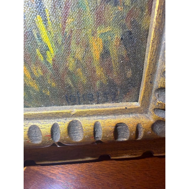 1952 Original Oil Painting Pocono Mountains Landscape: The Eric Danisch Estate Barn, Scotrun Pa For Sale - Image 12 of 16