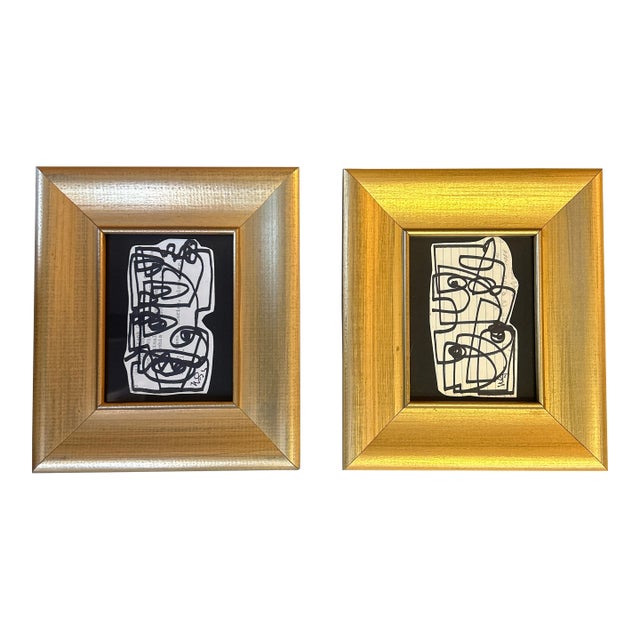 Two Contemporary Original Wayne Cunningham Abstract Marker Drawings - Set of Two For Sale