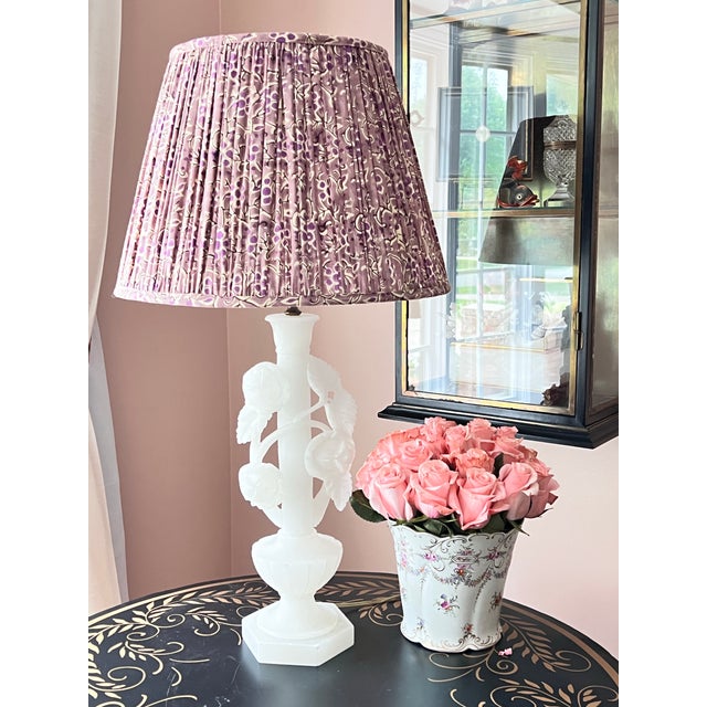 This is a gorgeous pair of vintage alabaster lamps that have been hand-carved and that are in lovely vintage condition!...