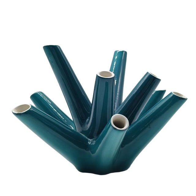 Vibi Torino Green Ceramic Multi-Flower Vase, Italy, 1960s For Sale - Image 6 of 6