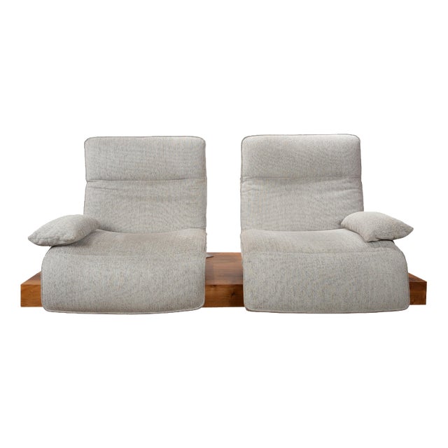 Grey Fabric Wave Three Electric Two-Seater Sofa by Koinor For Sale