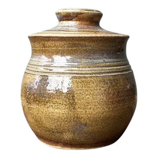 Vintage Aboriginal Studio Pottery Lidded Vase For Sale