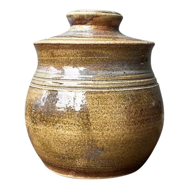 Vintage Aboriginal Studio Pottery Lidded Vase For Sale