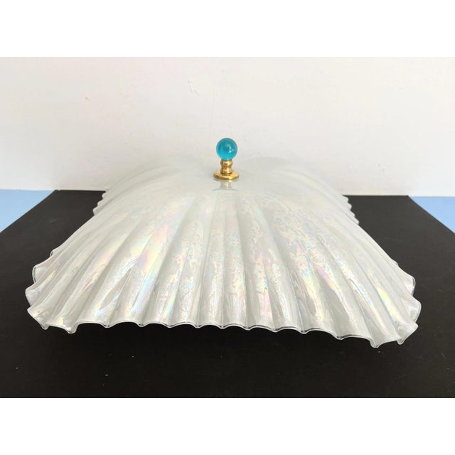 Opalescent Fluted Glass Shell Flush Light For Sale - Image 15 of 18