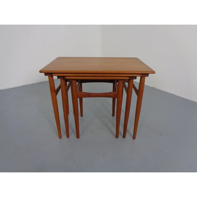 Vintage Teak Nesting Tables by Kai Kristiansen for Skovmand & Andersen, 1960s, Set of 3 For Sale - Image 10 of 18