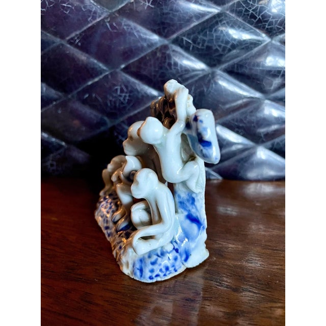 Blue 19th Century Japanese Porcelain Monkey Family For Sale - Image 8 of 12