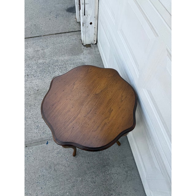 Vintage French Provincial Louis XV Style Scalloped Side Table With Cabriole Legs For Sale - Image 10 of 12