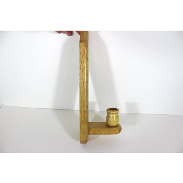 Wood Mid Century Modern Wood Single Arm Sconce Wall Candle Holder For Sale - Image 7 of 7
