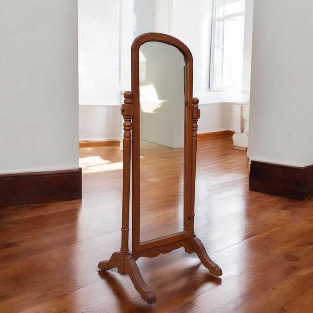 Vintage Cheval Floor Mirror With Adjustable Wood Frame For Sale - Image 11 of 14