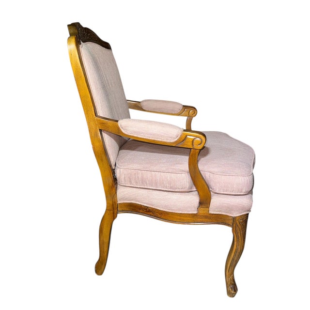 1970s Bernhardt French Provincial Carved Bergère Armchair For Sale - Image 10 of 13