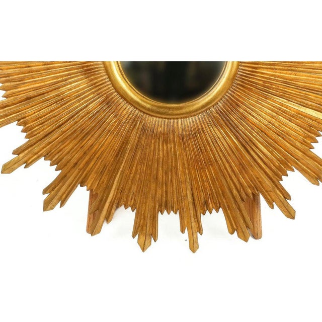 Contemporary Gilt Starburst Mirror With Convex Center For Sale - Image 3 of 4